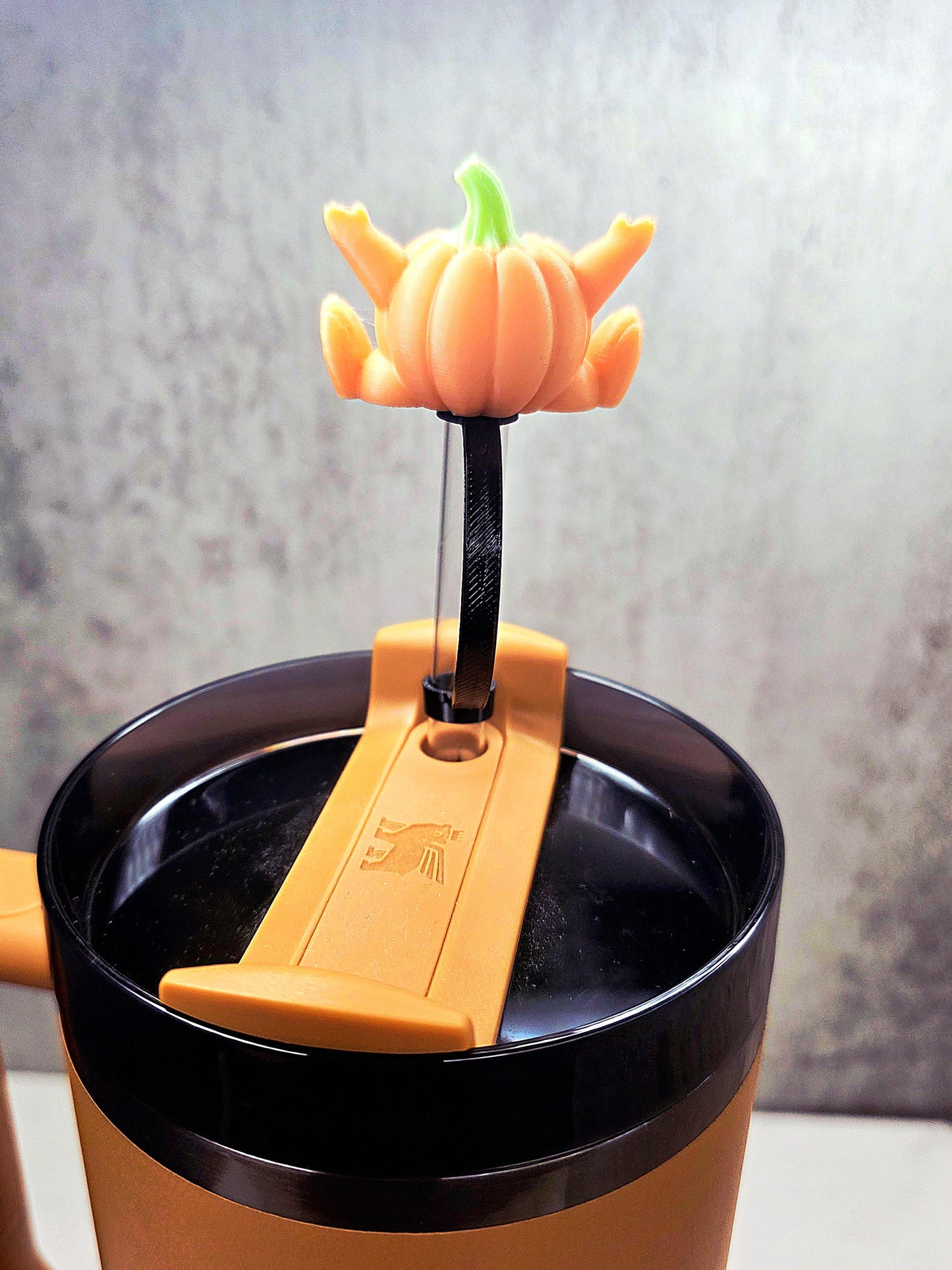 Cute Happy Baby Pumpkin Stanley Straw Cover – Glow-in-the-Dark Option | Halloween Tumbler Accessory Charm for 20oz 30oz 40oz Stanley