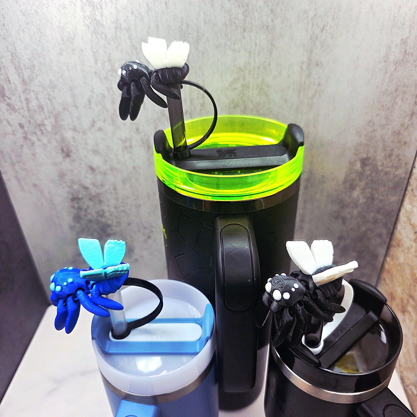 Cute Fae Spider Stanley Straw Cover – Flexible Body & Fairy Wings with Custom Colors and Glow-in-the-Dark Option | Tumbler Accessory Charms