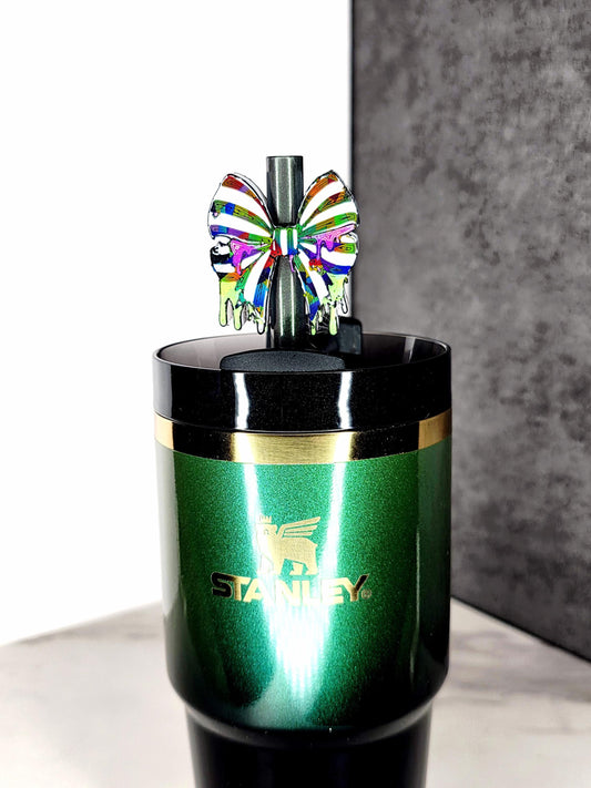 Spooky Slime Bow Straw Topper – 3D Printed Tumbler Accessory for 7–10mm Straws | Creepy Cute Halloween Charm | Custom Colors