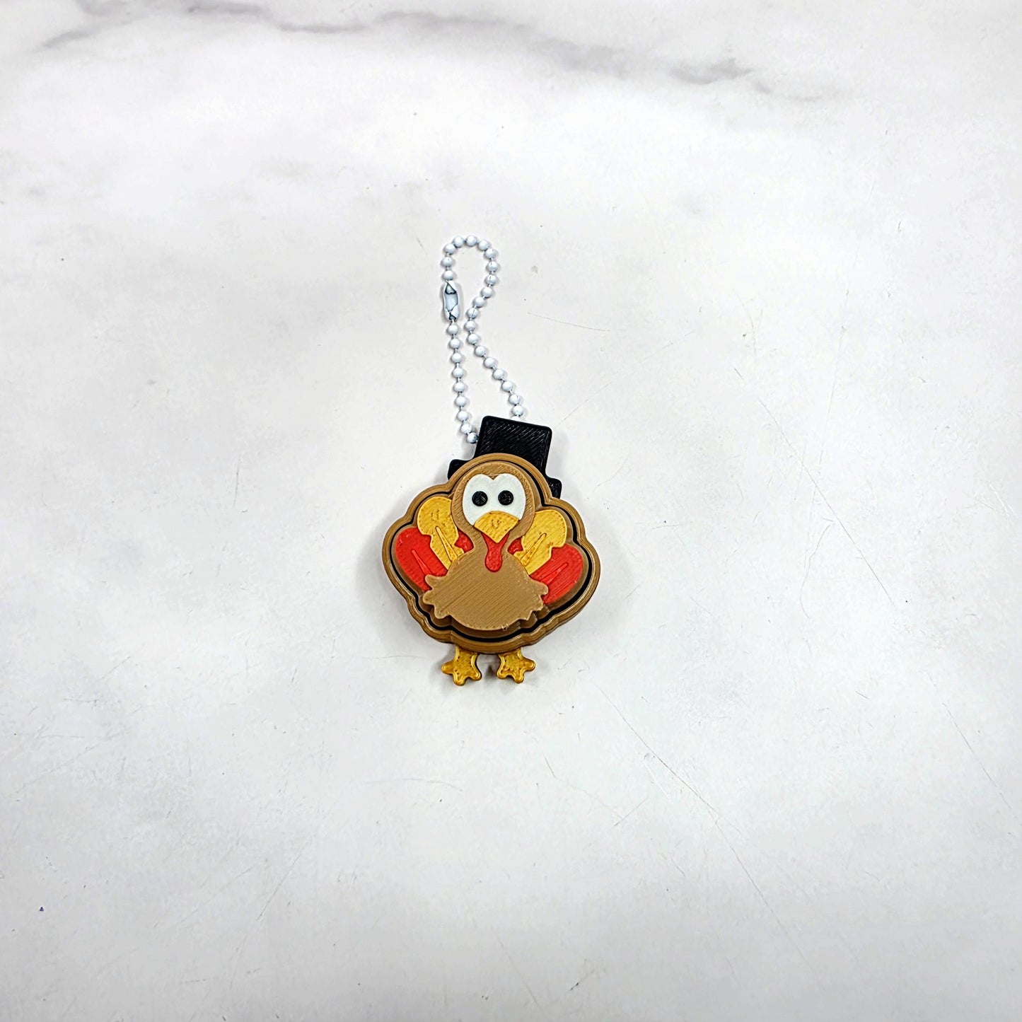 3D Printed Thanksgiving Turkey Fidget Clicker with Pilgrim Hat Keychain | Satisfying Keyboard Clicks for Stress Relief & Holiday Fun