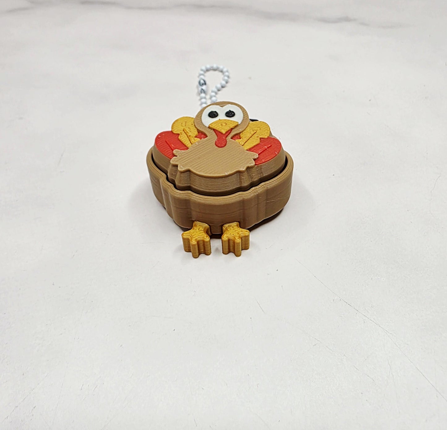 3D Printed Thanksgiving Turkey Fidget Clicker with Pilgrim Hat Keychain | Satisfying Keyboard Clicks for Stress Relief & Holiday Fun