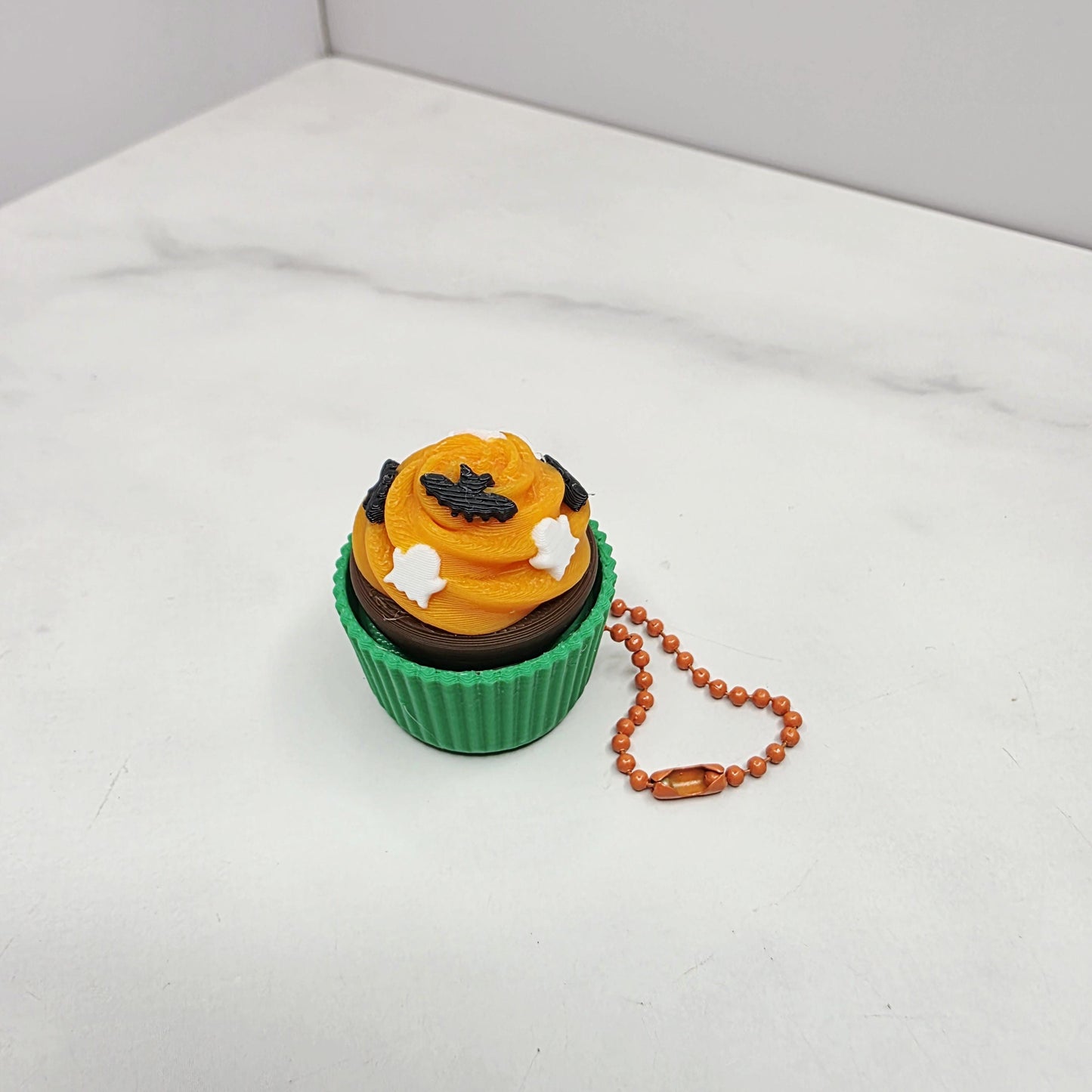 Spooky Halloween Cupcake Fidget Keychain Clicker Charms | Skull, Eyeball, Bat, Ghost & Witch Hat Toppings for Keys, Tumblers, Bags, and More
