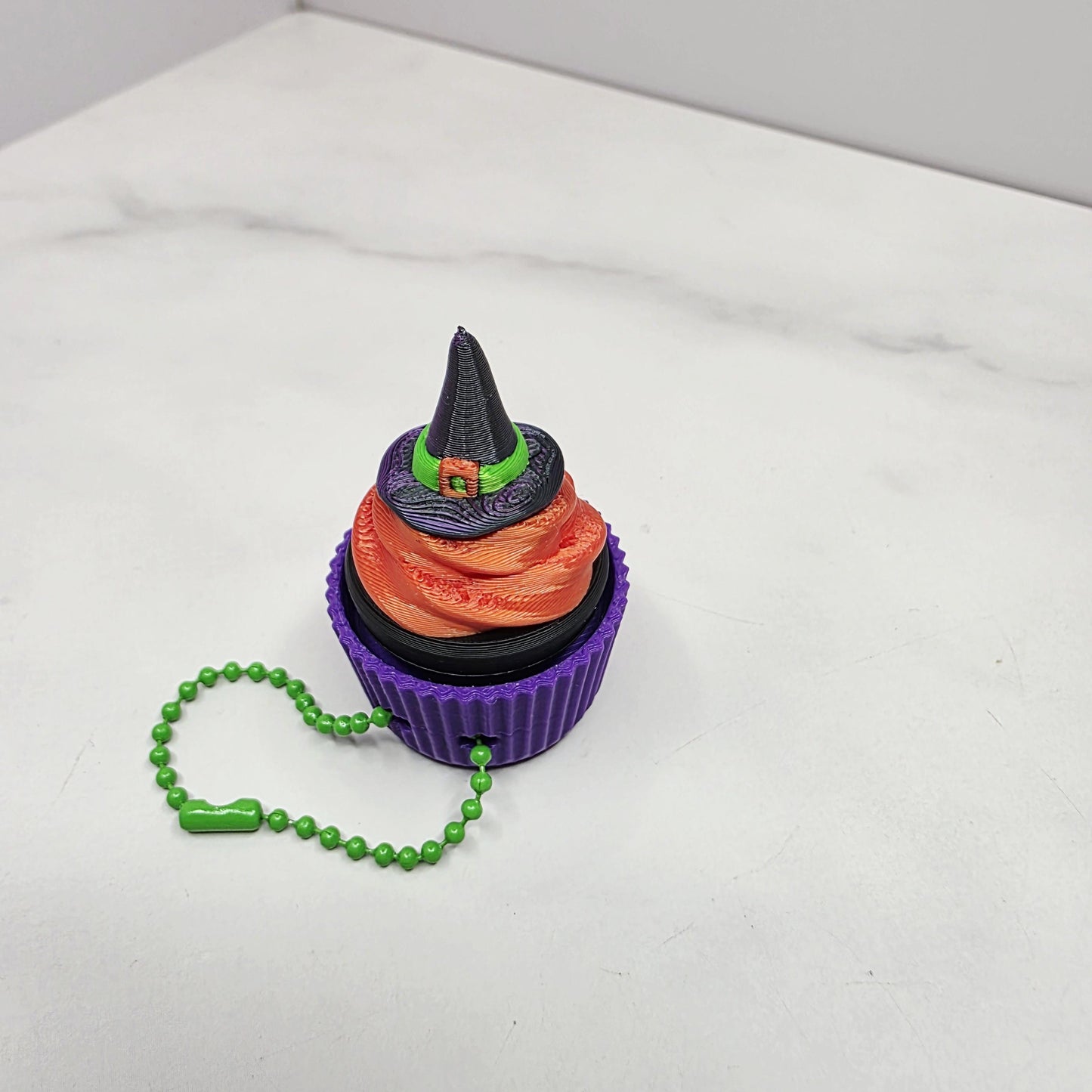 Spooky Halloween Cupcake Fidget Keychain Clicker Charms | Skull, Eyeball, Bat, Ghost & Witch Hat Toppings for Keys, Tumblers, Bags, and More