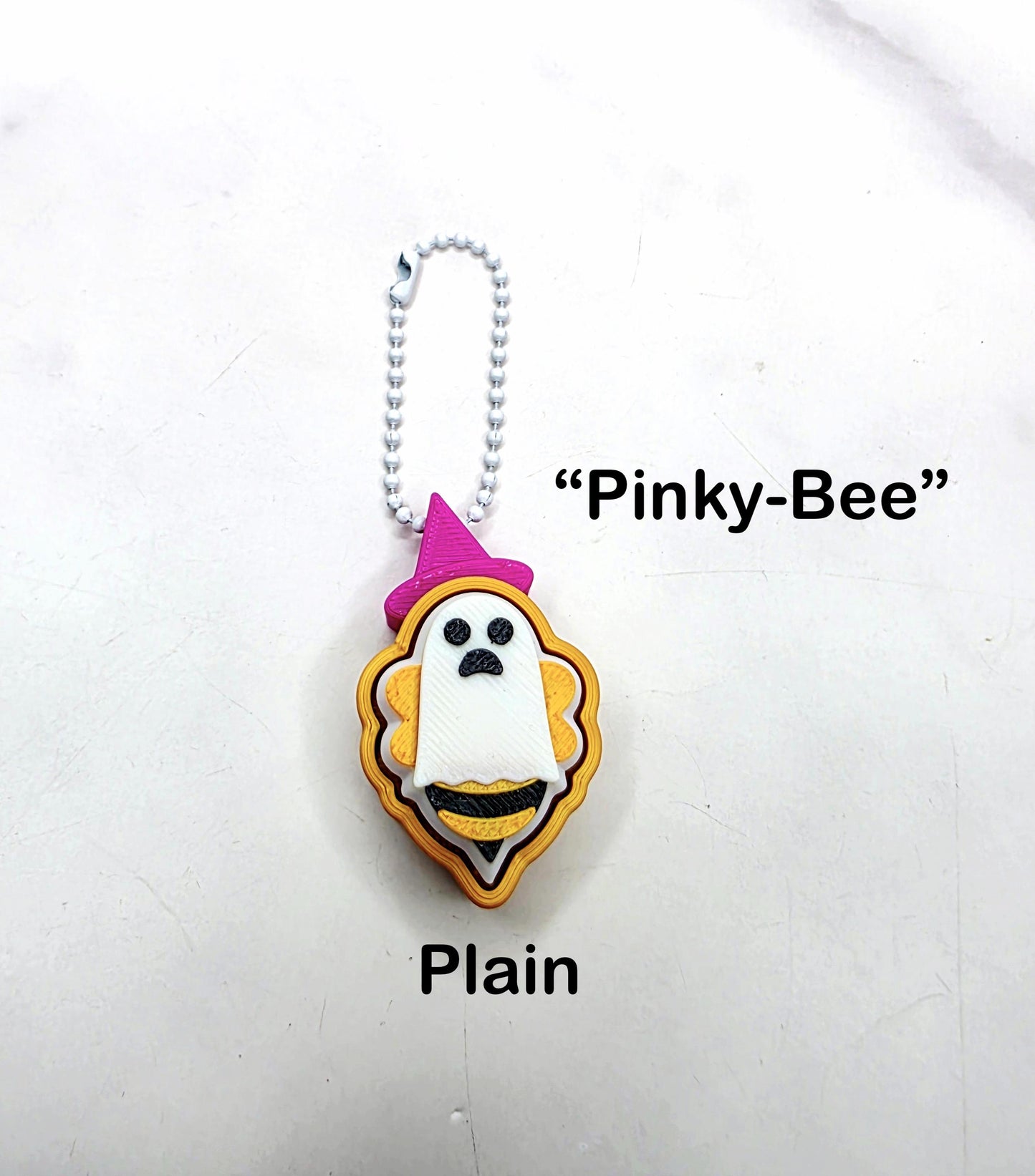 3D Printed Boo-Bee Ghost Fidget Clicker Keychains | Halloween Bee Ghost Charms in 6 Spooky Styles & 3 Body Designs