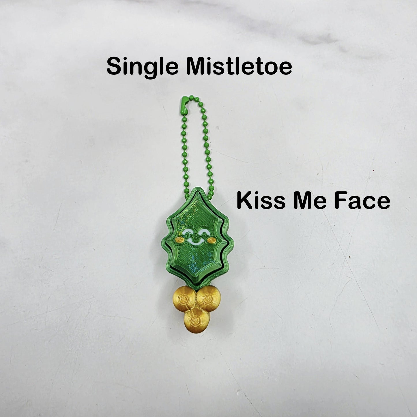 3D Printed Mistletoe Fidget Clicker Keychains | Holiday Stress Relief Toy with Kiss Me, Happy & Blushing Face Plates