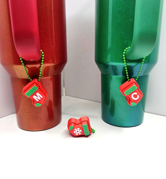 3D Printed Christmas Stocking Fidget Clicker Keychain | Personalized Initial or Symbol | Holiday Stress Relief Gift