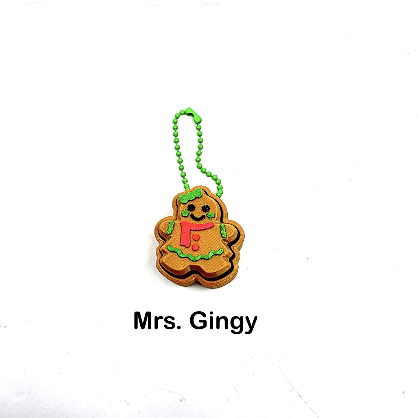 3D Printed Mr. & Mrs. Gingerbread Fidget Clicker Keychains | Holiday Stress Relief | Custom Color Christmas Gifts