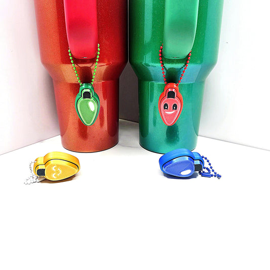 3D Printed Christmas Light Fidget Clicker Keychains | Plain or Happy Face Holiday Stress Relief | 3 Festive Designs