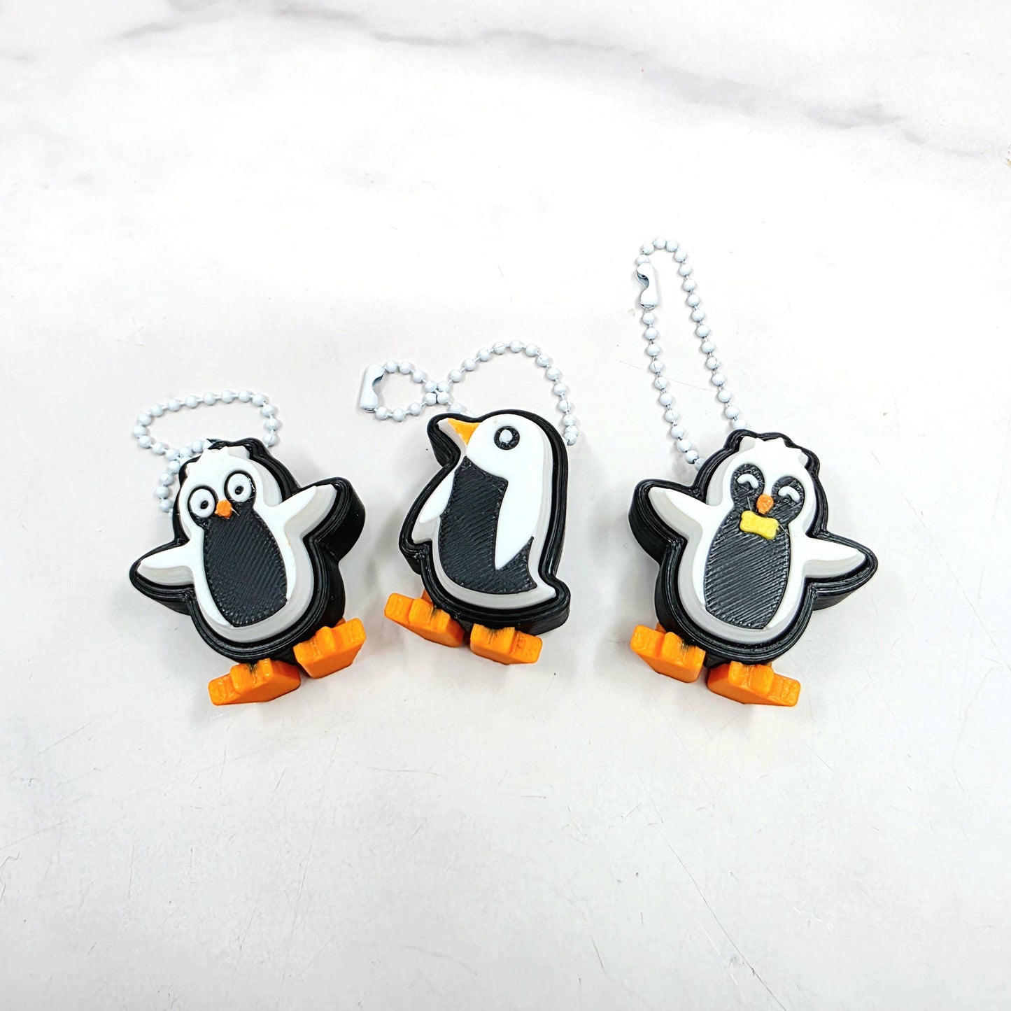 3D Printed Penguin Fidget Clicker Keychains | Skipper, Kowalski & Rico Designs | Cute Winter Stress Relief Charms