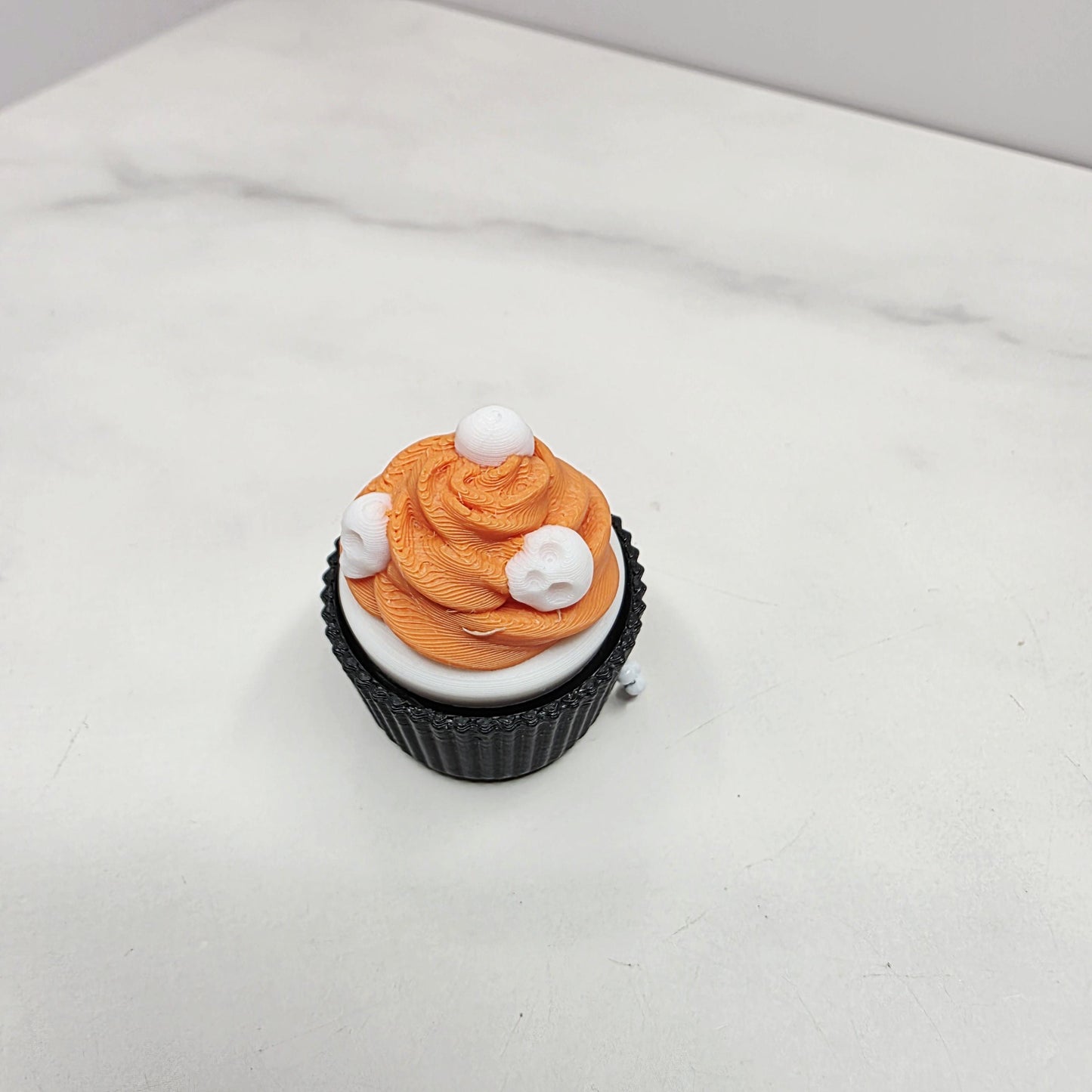 Spooky Halloween Cupcake Fidget Keychain Clicker Charms | Skull, Eyeball, Bat, Ghost & Witch Hat Toppings for Keys, Tumblers, Bags, and More