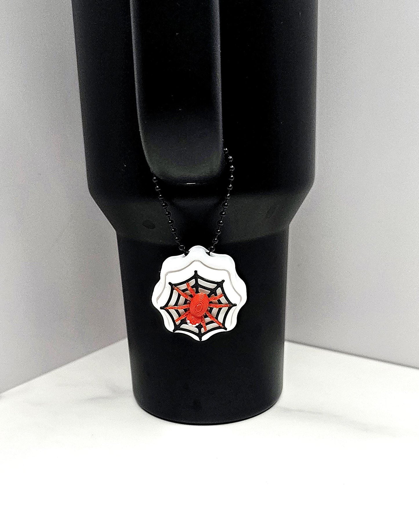 3D Printed Spider on Spiderweb Fidget Clicker Keychain | Spooky Halloween Stress Relief for Keys, Bags, and Tumblers