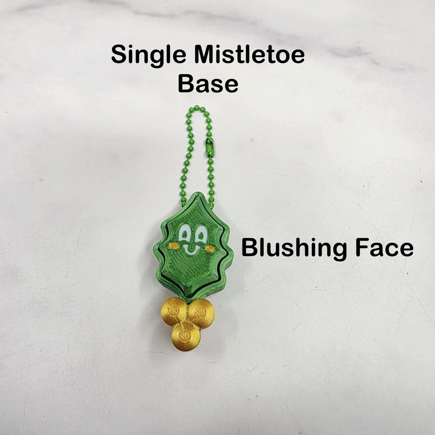 3D Printed Mistletoe Fidget Clicker Keychains | Holiday Stress Relief Toy with Kiss Me, Happy & Blushing Face Plates