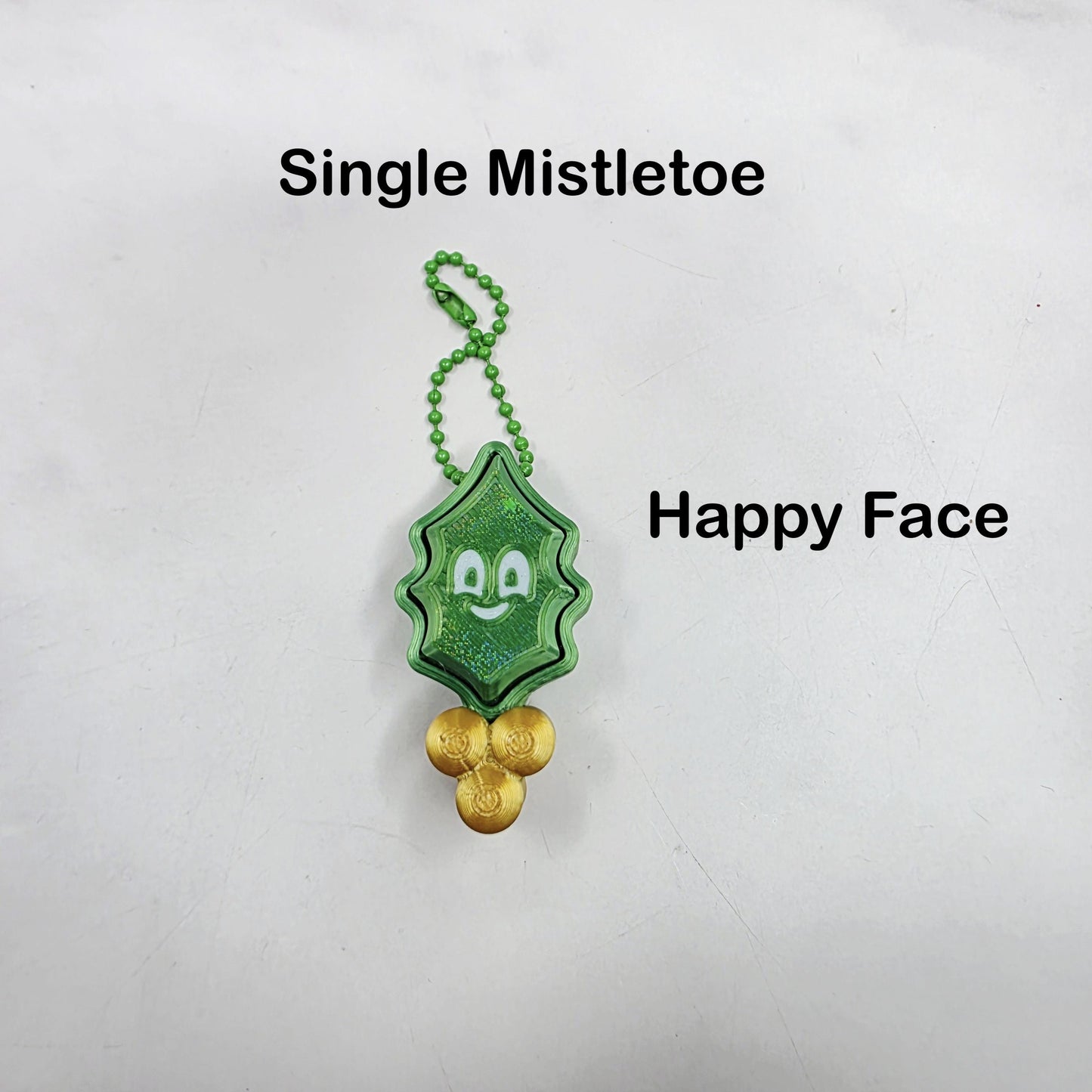 3D Printed Mistletoe Fidget Clicker Keychains | Holiday Stress Relief Toy with Kiss Me, Happy & Blushing Face Plates
