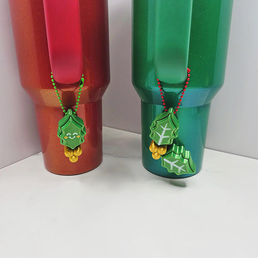 3D Printed Mistletoe Fidget Clicker Keychains | Holiday Stress Relief Toy with Kiss Me, Happy & Blushing Face Plates