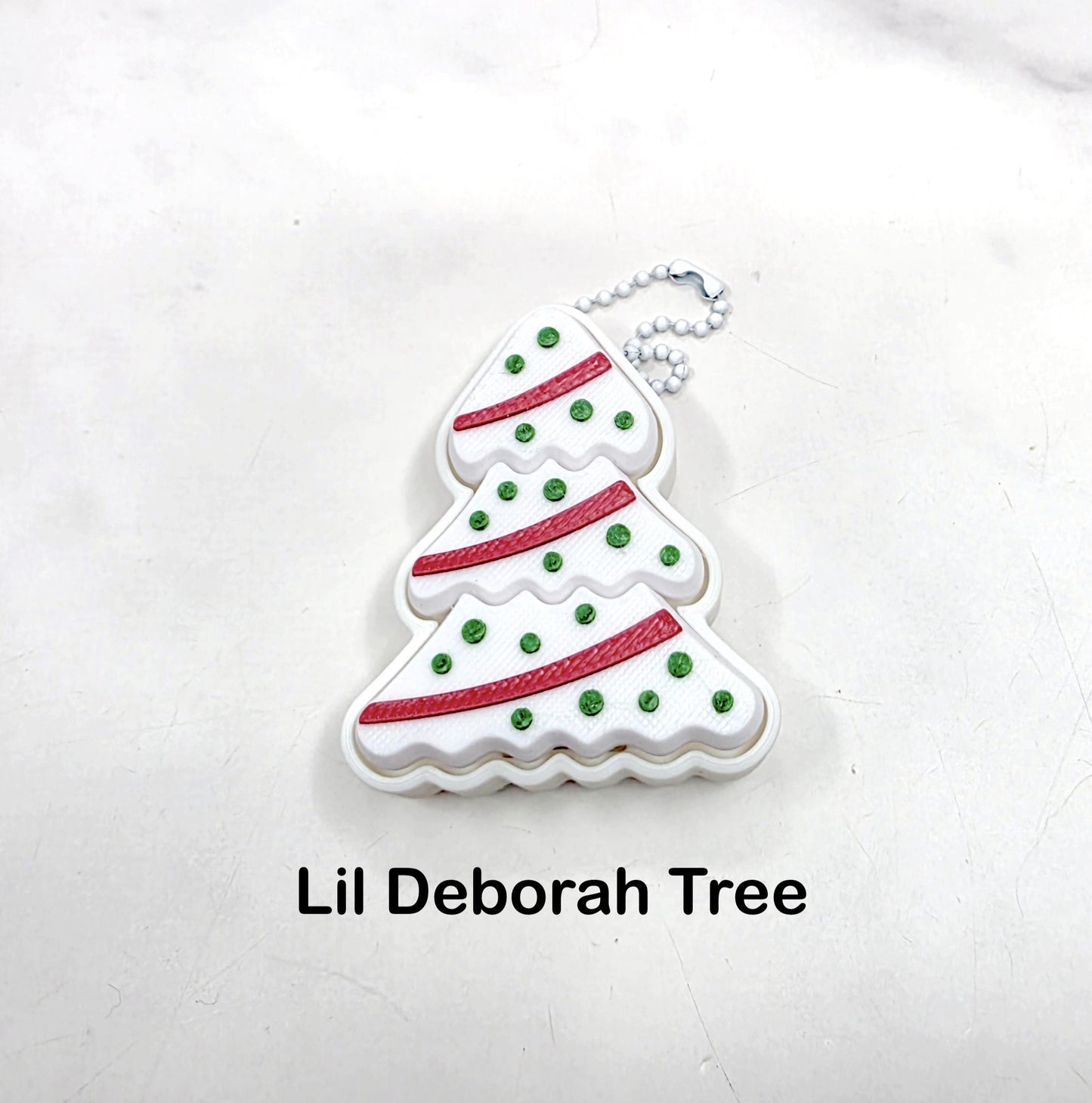 3D Printed Christmas Tree Fidget Clicker Keychains | Holiday Stress Relief with Star, Lights & Lil Deborah Tree Design