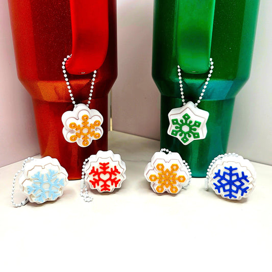 3D Printed Snowflake Fidget Clicker Keychains | 6 Unique Flake Designs | Custom Color Holiday Stress Relief