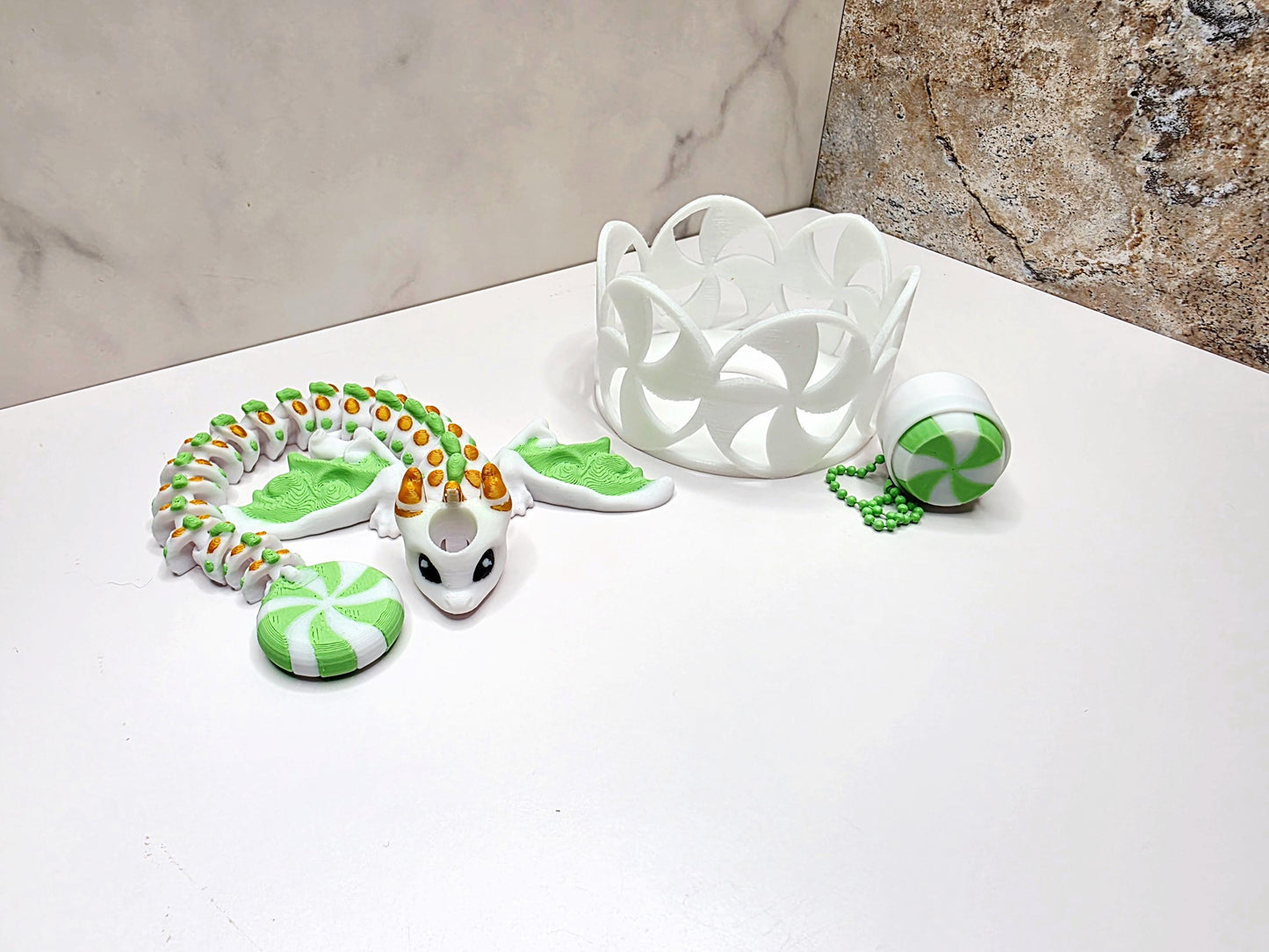 Mint Dragon Straw Topper & Boot for Stanley Tumblers Peppermint, Spearmint, Cinnamon | Bundle or Standalone With FREE Fidget Keychain Charm