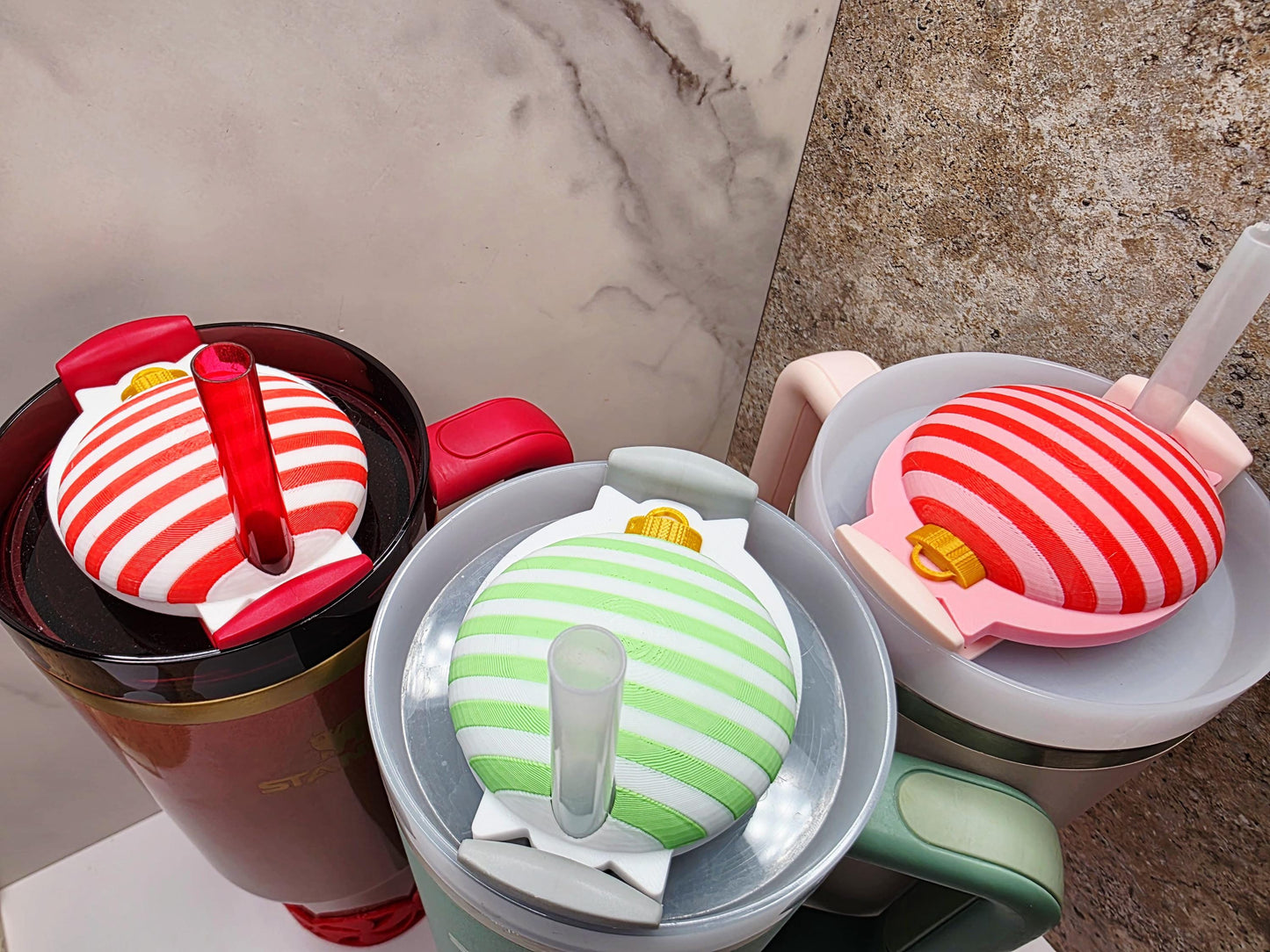 Mint Christmas Ornament Lid Topper & Boot for Stanley Tumblers | Festive Holiday Bundle + FREE Mint Fidget Clicker Keychain