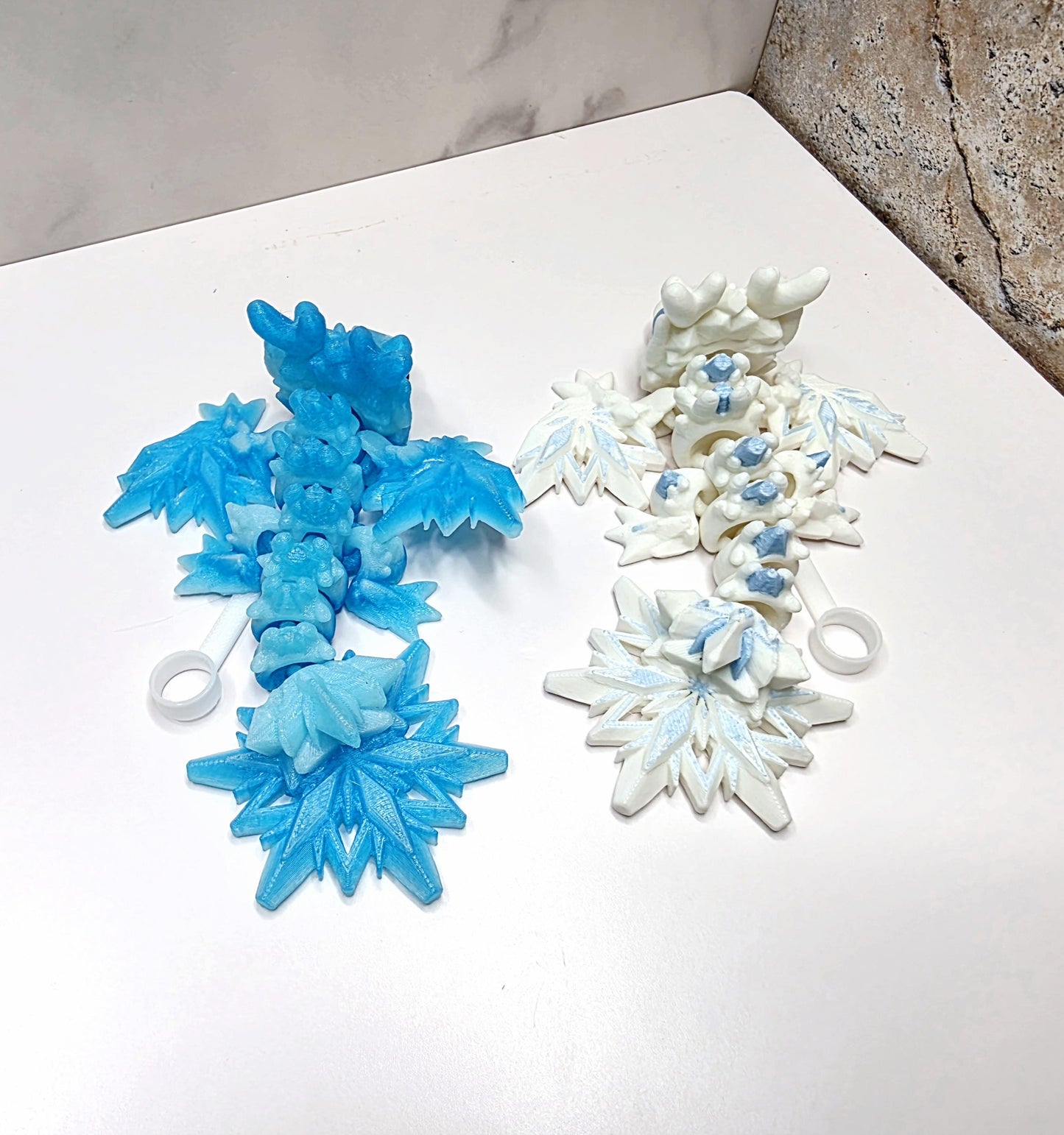 Tiny Winter Dragon for Stanley Tumblers | Icecicle Snowflake Straw Covers | Snowflake Body & Tail | Winter Drink Accessory Charm