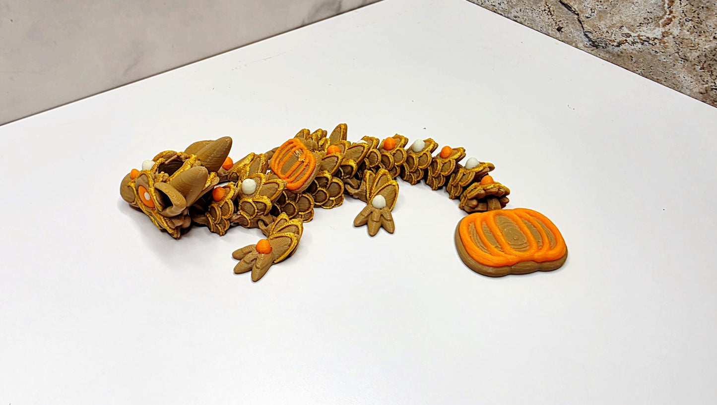 Fall Pumpkin Pie Dragon for Stanley Tumblers | Brown, Orange & Gold Straw Topper | Autumn Cookie-Inspired Tumbler Accessory Charm