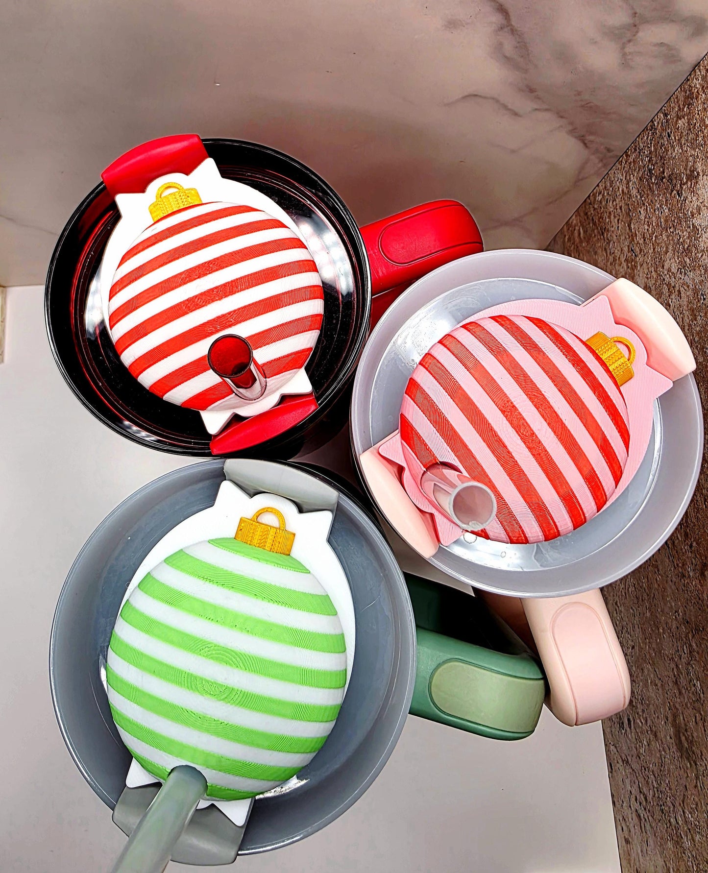 Mint Christmas Ornament Lid Topper & Boot for Stanley Tumblers | Festive Holiday Bundle + FREE Mint Fidget Clicker Keychain