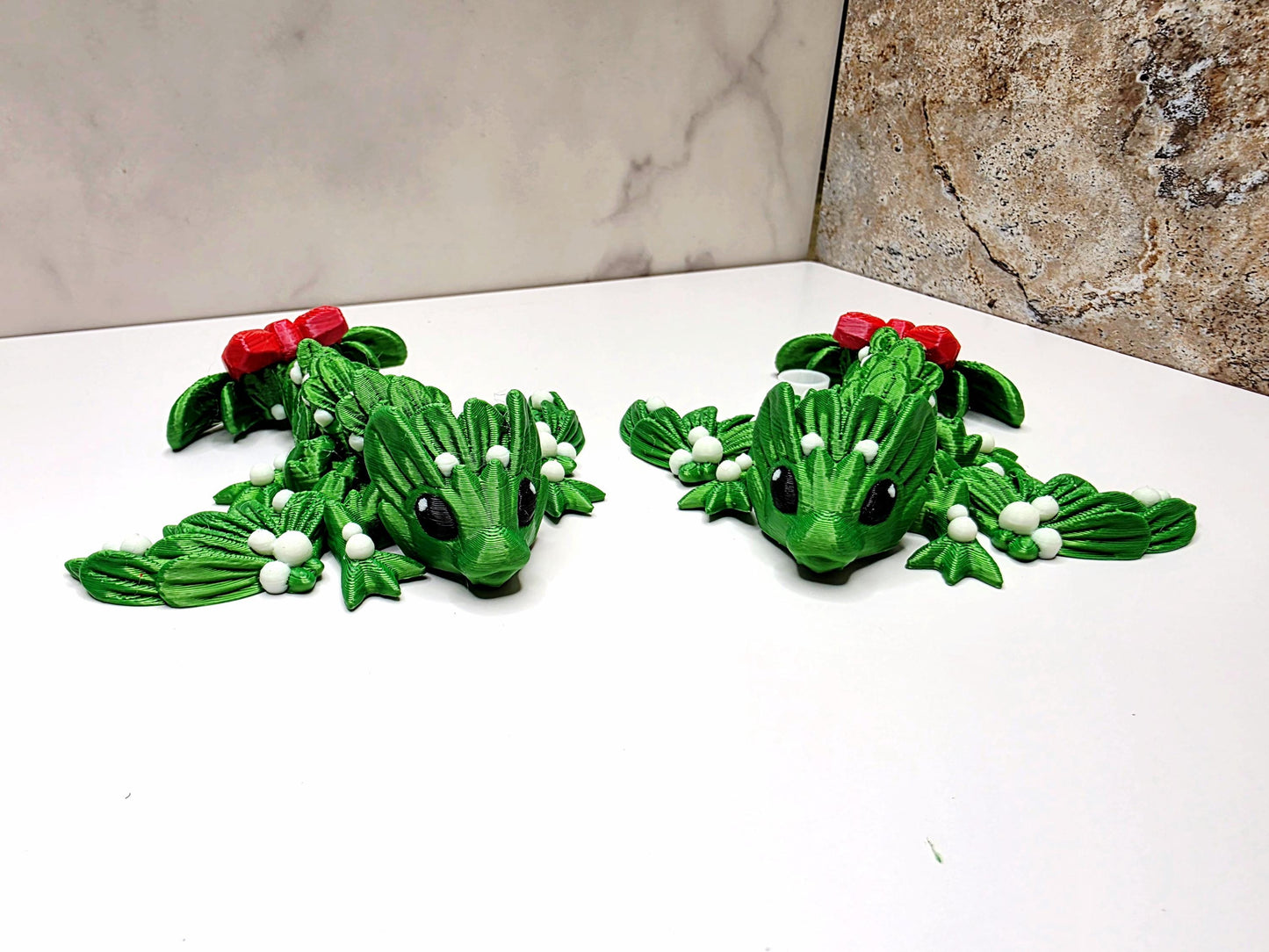 Tiny Mistletoe Dragon Straw Cover for Stanley Tumblers | Holiday Straw Topper with Bow Tail | Christmas Drink Accessory Charm