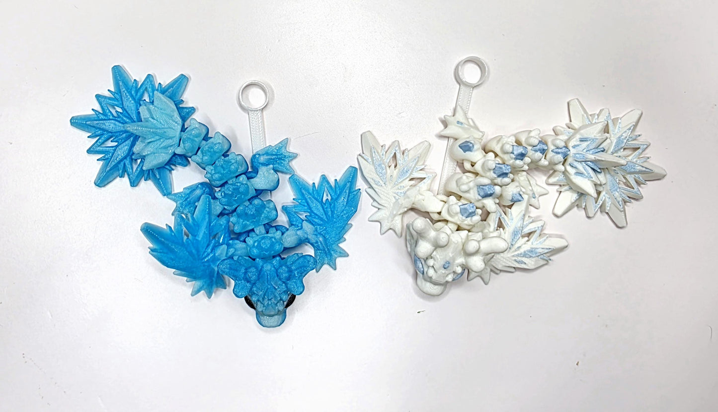 Tiny Winter Dragon for Stanley Tumblers | Icecicle Snowflake Straw Covers | Snowflake Body & Tail | Winter Drink Accessory Charm