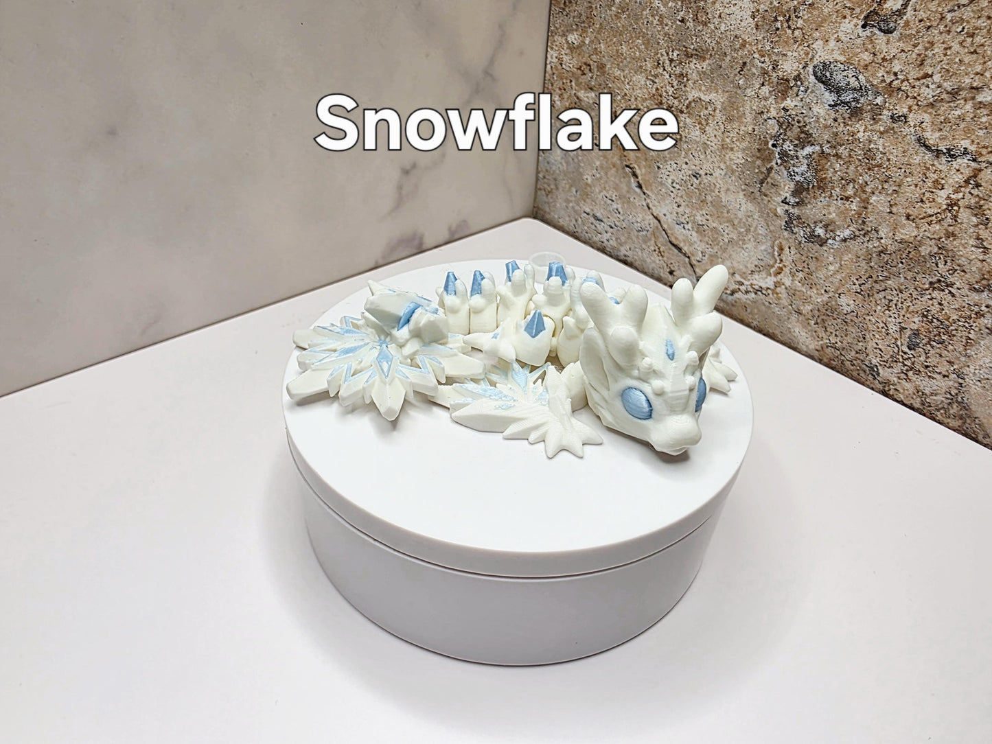 Tiny Winter Dragon for Stanley Tumblers | Icecicle Snowflake Straw Covers | Snowflake Body & Tail | Winter Drink Accessory Charm