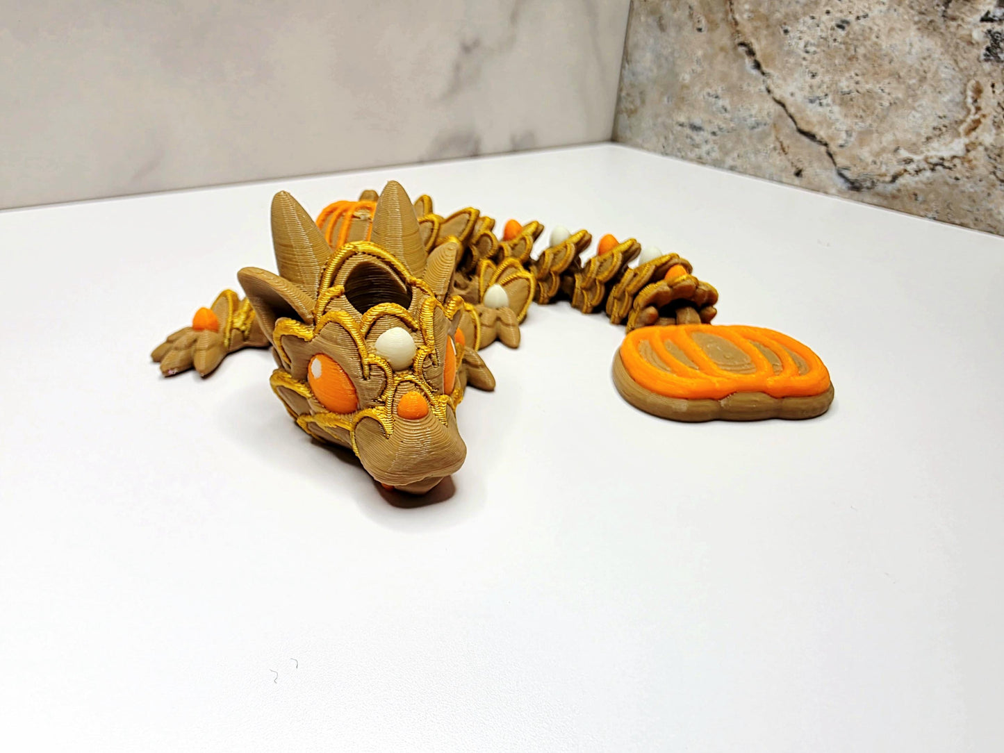 Fall Pumpkin Pie Dragon for Stanley Tumblers | Brown, Orange & Gold Straw Topper | Autumn Cookie-Inspired Tumbler Accessory Charm