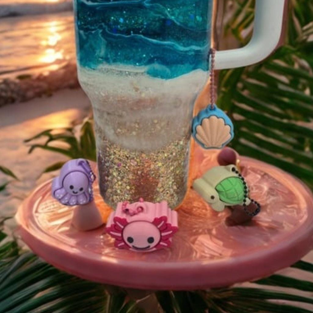 3D Printed Sea Creature Fidget Clicker Keychain – Seashell, Axolotl, Octopus & Sea Turtle | Custom Colors Available | Focus Sensory Support