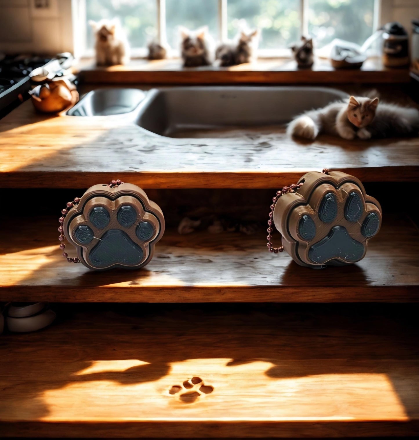 3D Printed Paw Print Fidget Clicker Keychain – Cat Paw & Dog Paw Designs | ADHD Anxiety Sensory Focus Stress Relief | Pet Lover Gift