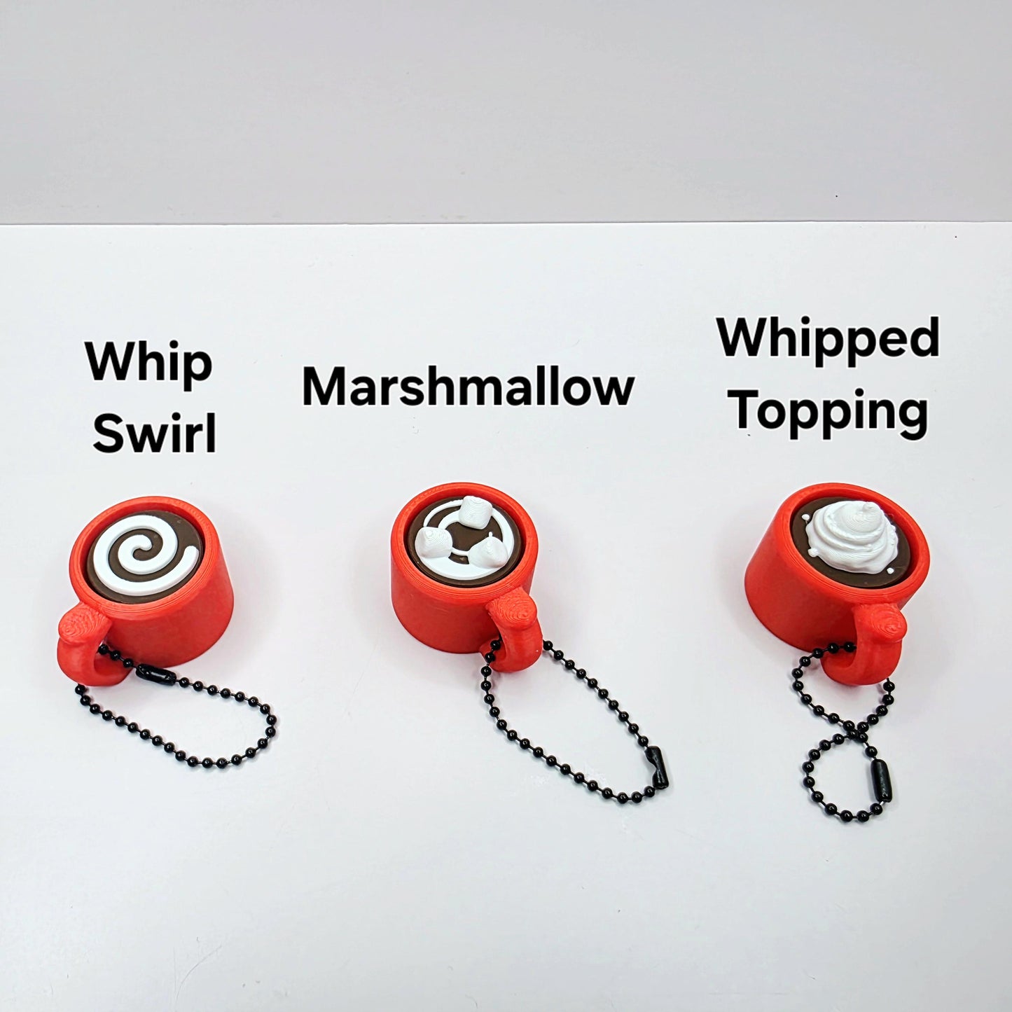 3D Printed Hot Cocoa Mug Fidget Clicker Keychain – Whipped Topping or Marshmallow Designs| ADHD Anxiety Stress Relief Sensory Focus Support