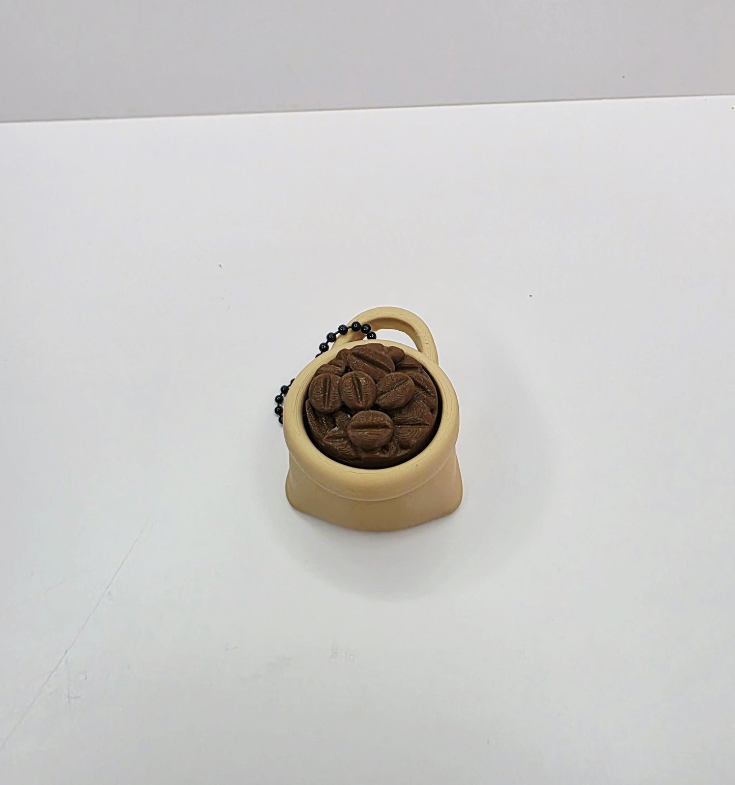 3D Printed Coffee Bean Sack Fidget Clicker Keychain – Burlap Sack of Coffee Beans | Mechanical Switch Stress Relief Toy | Coffee Lover Gift