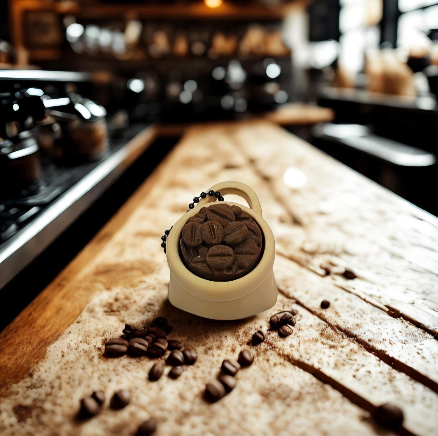 3D Printed Coffee Bean Sack Fidget Clicker Keychain – Burlap Sack of Coffee Beans | Mechanical Switch Stress Relief Toy | Coffee Lover Gift