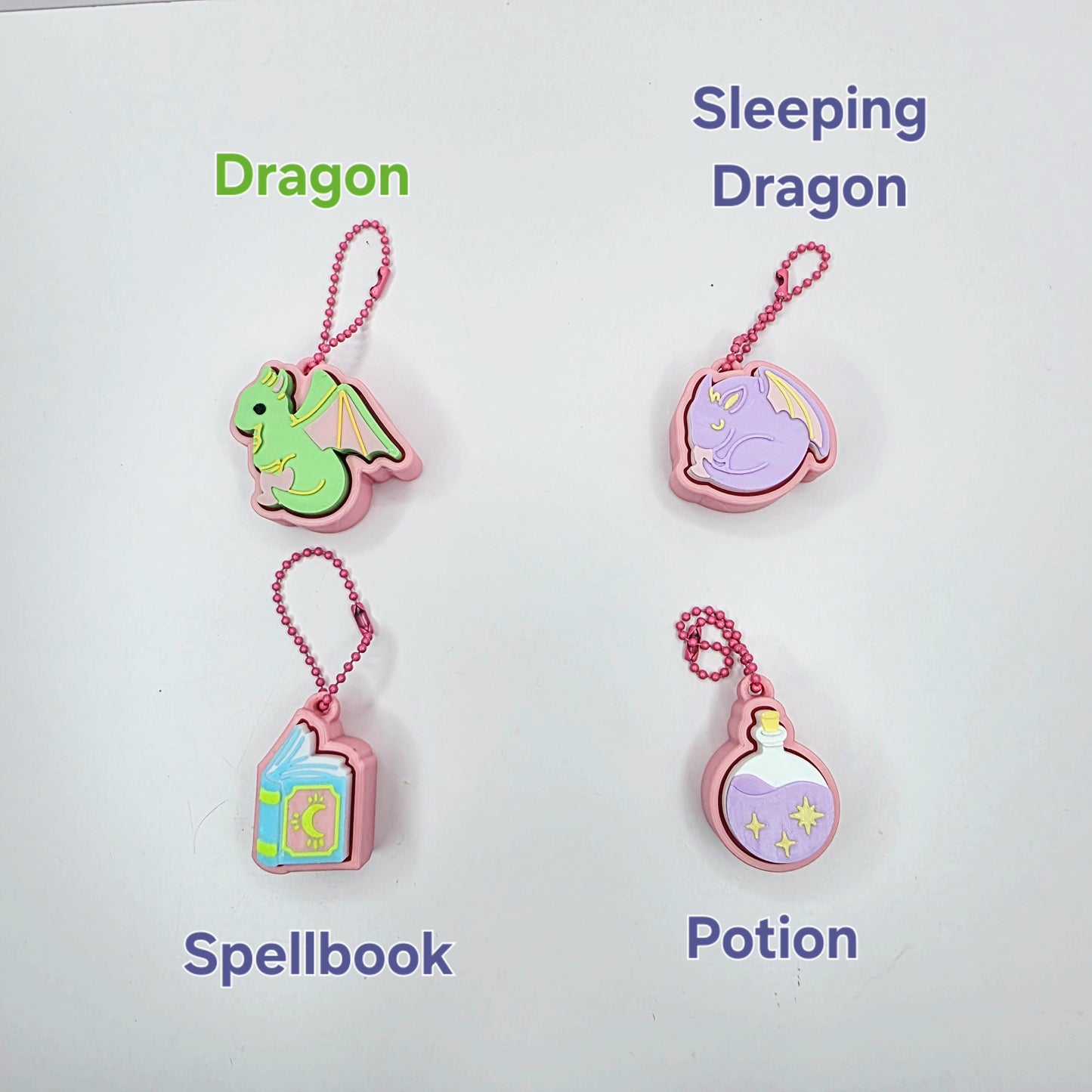 3D Printed Fantasy Fidget Clicker Keychain – Dragon, Spellbook & Magic Potion | Custom Colors | ADHD Anxiety Stress Relief Sensory Focus