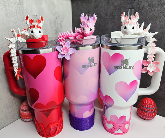 Valentine’s Cherry Blossom Dragon Straw Topper for Stanley Tumblers | 13 Design Options | FREE Boot | Custom Colors Available