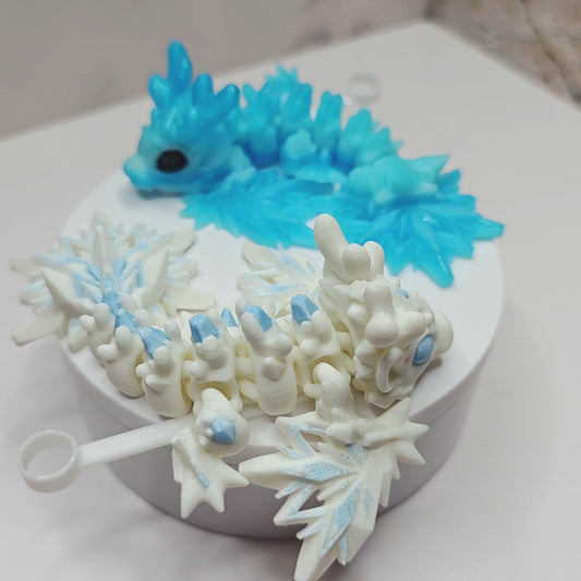 Tiny Winter Dragon for Stanley Tumblers | Icecicle Snowflake Straw Covers | Snowflake Body & Tail | Winter Drink Accessory Charm