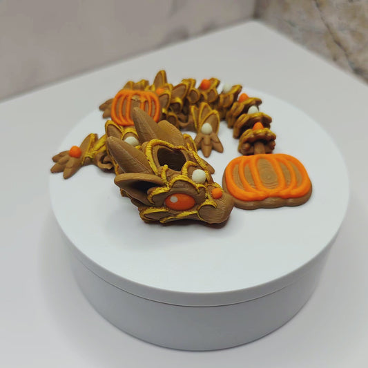 Fall Pumpkin Pie Dragon for Stanley Tumblers | Brown, Orange & Gold Straw Topper | Autumn Cookie-Inspired Tumbler Accessory Charm